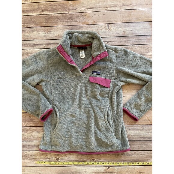 Patagonia Womens Fleece Jacket Gray 1/2 Snap Pullover Pockets S purple - Picture 1 of 7